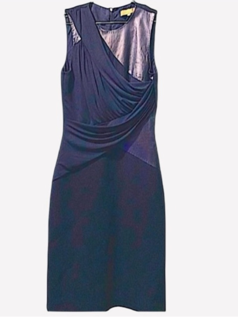 Michel Kros Virgen Wool  Italian Silhouette Black  Leather Mid Dress Size 2